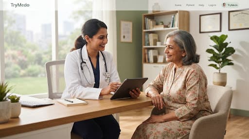 A doctor discussing care with an older patient